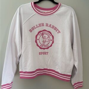 Roller Rabbit Women's Sporty White and Pink Crew Neck Sweater